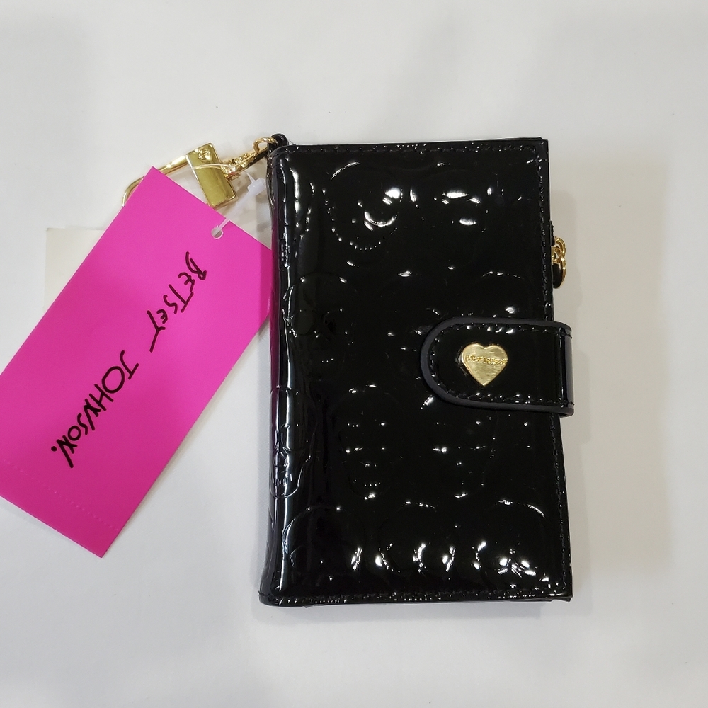 Betsey Johnson Black Patent Skull Wallet